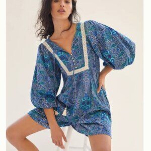 Anthropologie Blue Paisley Romper